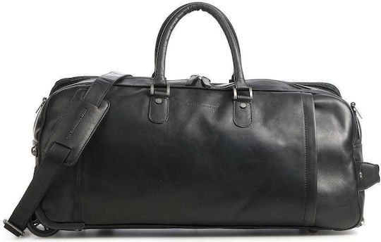 The Chesterfield Brand Jayven Σακ Βουαγιάζ 47lt Μαύρο με Ρόδες από Δέρμα Μ41xΠ28xΥ60εκ.