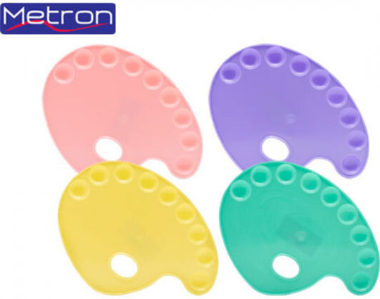 Metron Plastic Paletă de pictură 9 Sloturi Paletă plastică ovală 9 poziții Nr. 3 Roz Pastel 1buc 745.010525