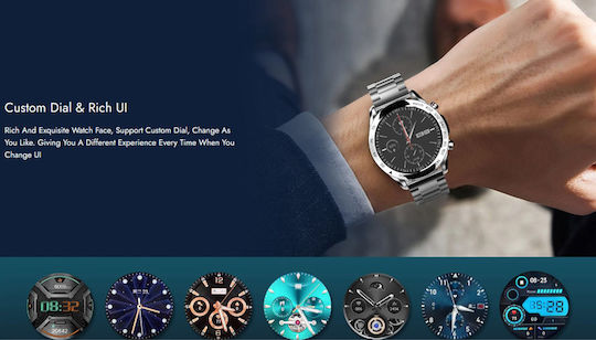 HiFuture FutureGo Pro Stainless Steel 46mm Αδιάβροχο Smartwatch με Παλμογράφο (Μαύρο)