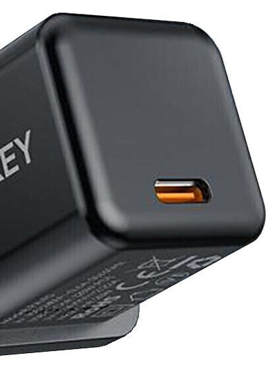 Aukey Φορτιστής Χωρίς Καλώδιο με Θύρα USB-C 20W Power Delivery Μαύρος (PA-F5)