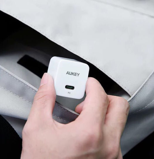 Aukey Încărcător Fără Cablu cu Port USB-C 20W Livrarea energiei Albς (PA-Y20S Minima)