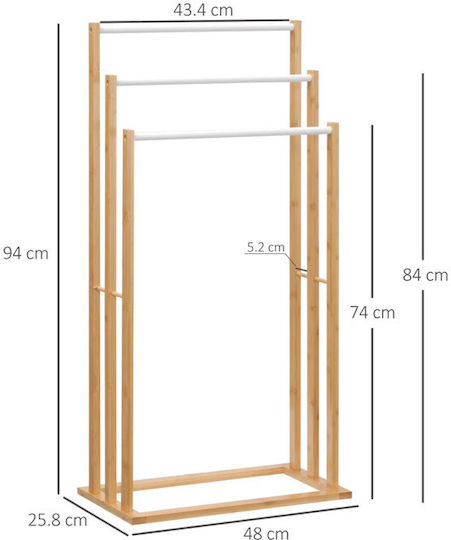 HomCom Ράγα Μπάνιου Τριπλή Δαπέδου ​48x94cm Καφέ