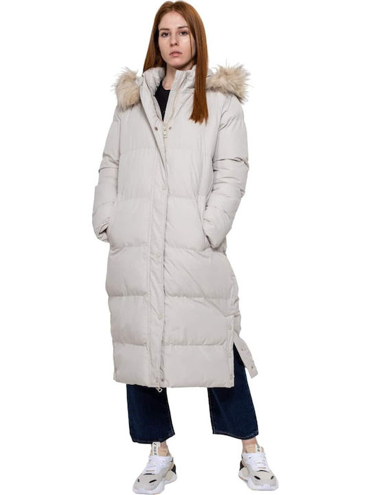 Women's Long Puffer Jacket for Winter with Hood Ice
