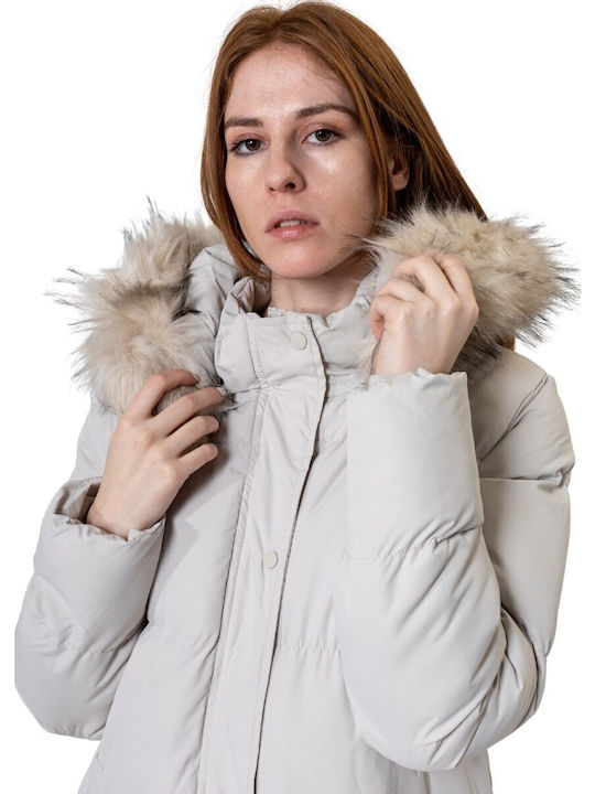 Women's Long Puffer Jacket for Winter with Hood Ice