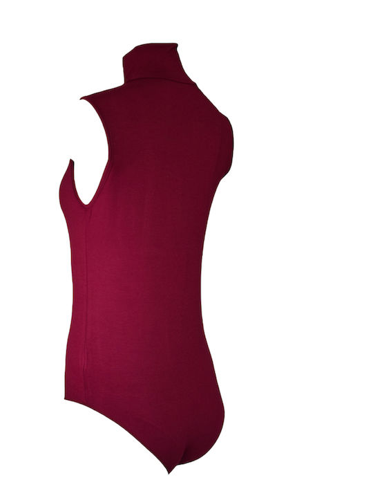 Sleeveless Turtleneck Bodysuit Burgundy