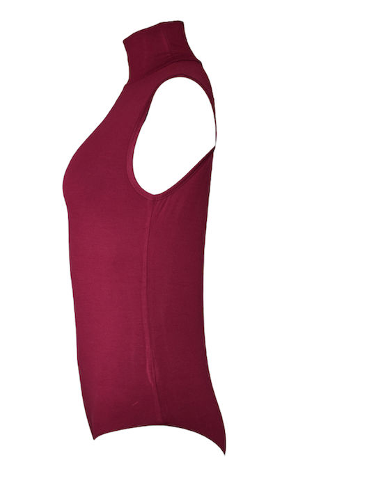 Sleeveless Turtleneck Bodysuit Burgundy