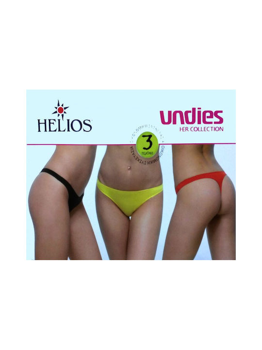 Helios Baumwolle Damen Zeichenfolge 3Pack Purple/Olive/Petrol