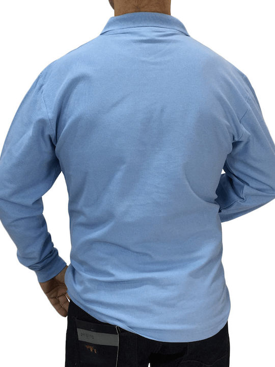 Estrella Polo Long Sleeve Blouse Light Blue