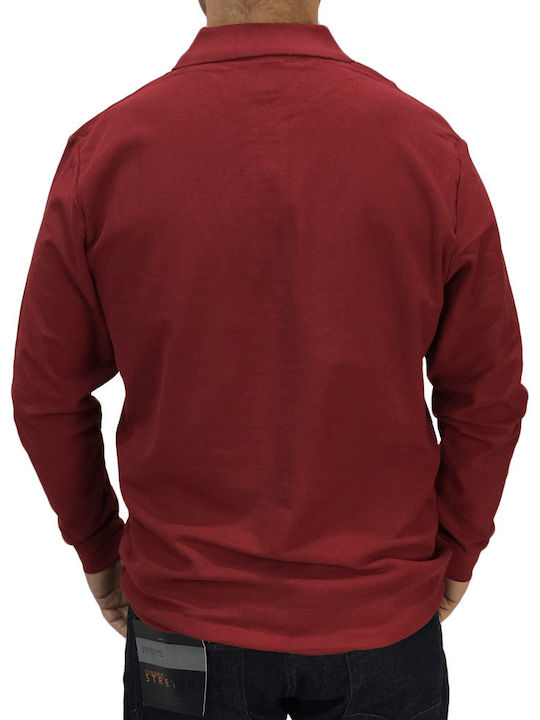 Estrella Polo Long Sleeve Blouse Burgundy