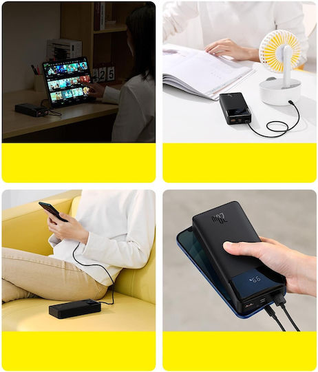 Baseus Bipow Overseas Edition Power Bank 10000mAh 20W με 2 Θύρες USB-A και Θύρα USB-C Μαύρο