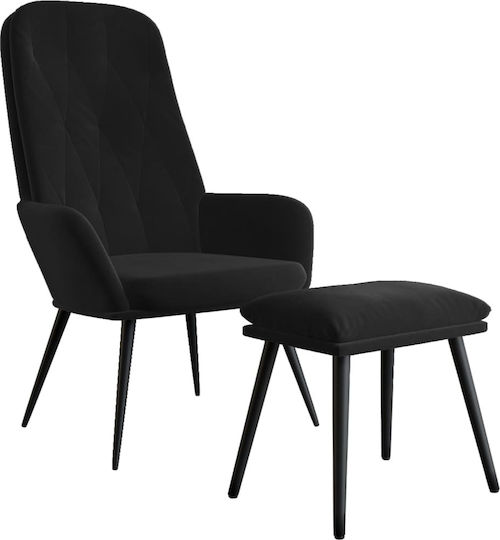 Sessel mit Fußhocker Samt Schwarz 70x77x98cm