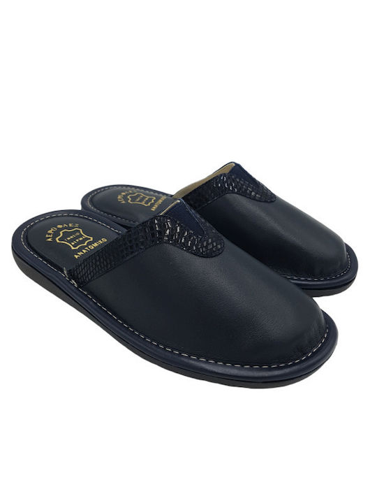 Anatomical Leather Women's Slippers Blue