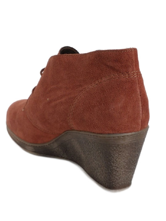 57047 Suede Women's Oxford Boots with Medium Heel Brown