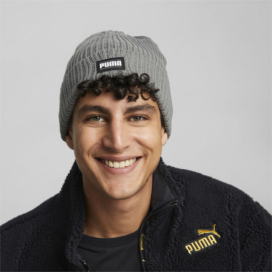 Beanie Ανδρικός Σκούφος με Rib Πλέξη σε Γκρι χρώμα