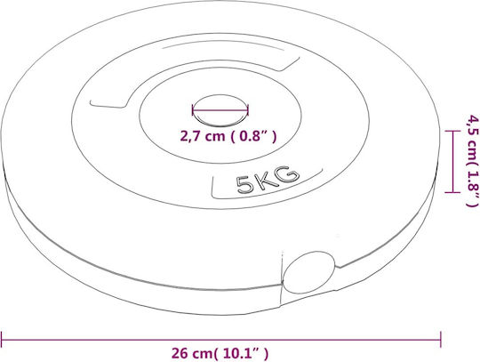 vidaXL Σετ Δίσκοι Λαστιχένιοι 4τμχ Συνολικού Βάρους 30kg Φ27mm