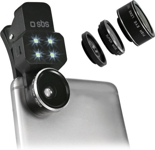 SBS 4-in-1 Σετ Φακών Κάμερας ​Κινητών Fisheye / Macro / Wide Angle 3τμχ