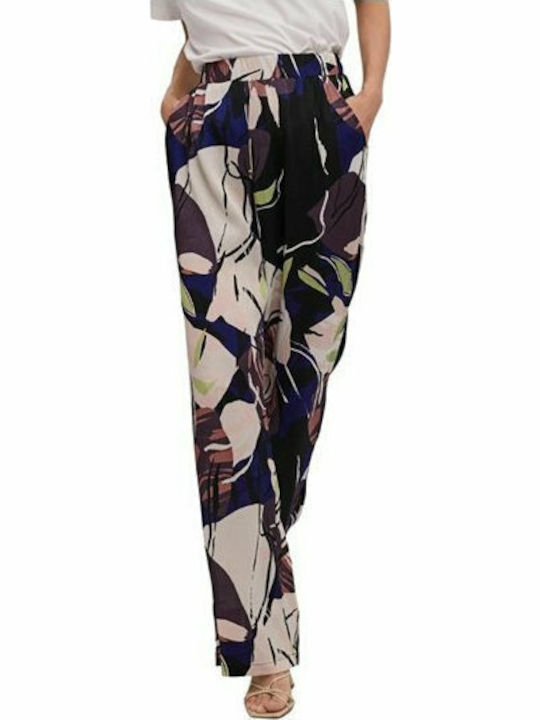 Vero Moda Damen Hochtailliert Stoff Palazzo-Hose mit Gummizug