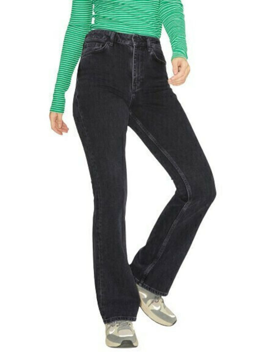 Ψηλόμεσο Γυναικείο Jean Παντελόνι Καμπάνα σε Bootcut Εφαρμογή Μαύρο