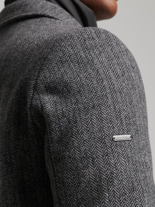 Men's Coat Grey Herringbone