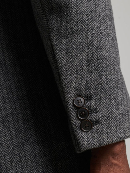 Men's Coat Grey Herringbone