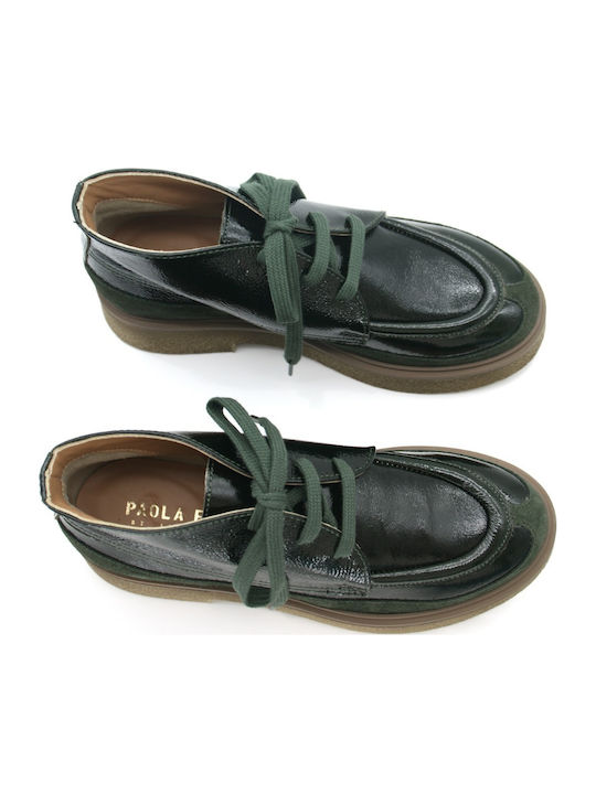 Δερμάτινα Γυναικεία Μποτάκια Oxfords Πράσινα