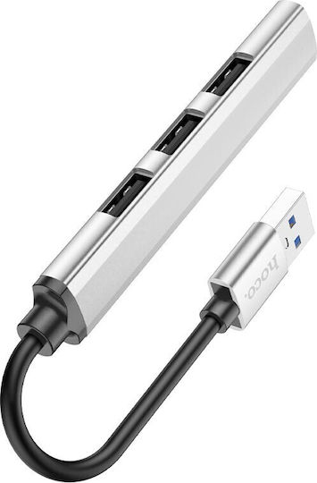 Hoco HB26 3-Port USB 3.0 Hub with USB-A Connection Silver