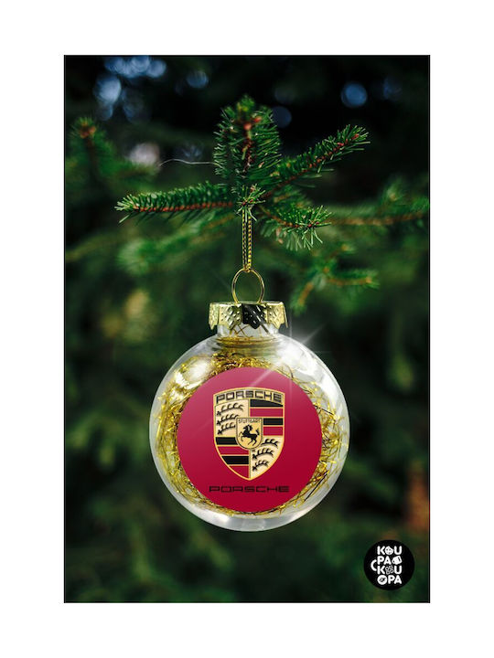 Porsche, Transparent Christmas Tree Ornament with Gold Filling 8cm