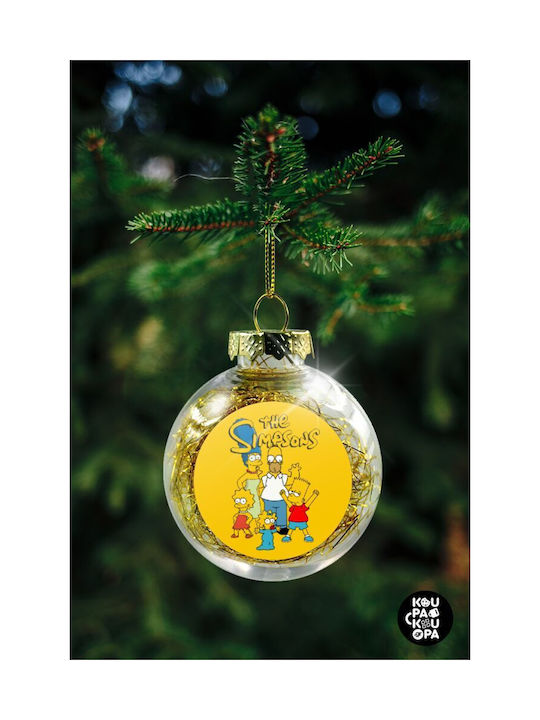 Simpsons, Ornament pentru brad de Crăciun, minge transparentă cu umplutură aurie, 8cm