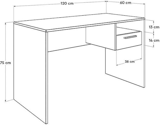 Schreibtisch Holz White 120x60x75cm