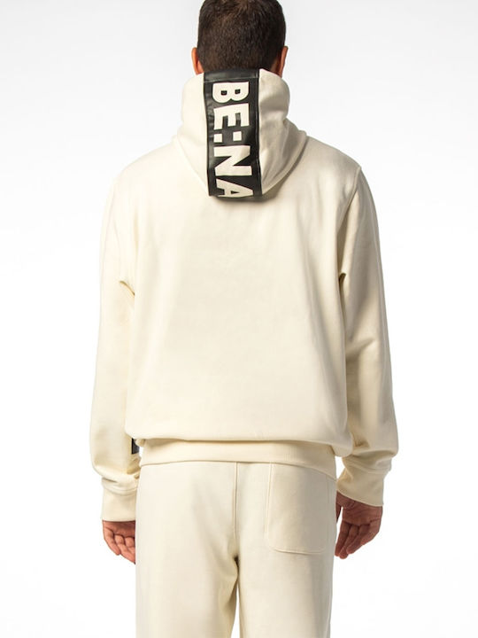 Be:Nation Men's Sweatshirt Jacket with Hood and Pockets White