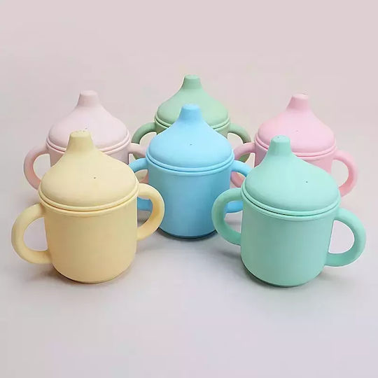Baby Donkey Baby Cup with Handles and Straw made of Silicone Pink 150ml for 6m+m+