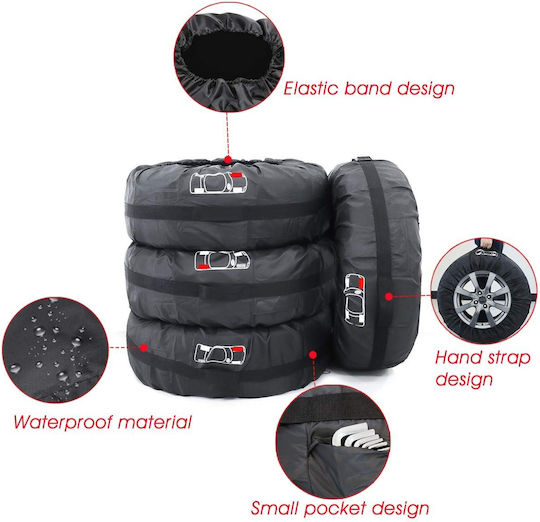 RAZ211 Covers for Car Tires 76.4cm 4pcs Black
