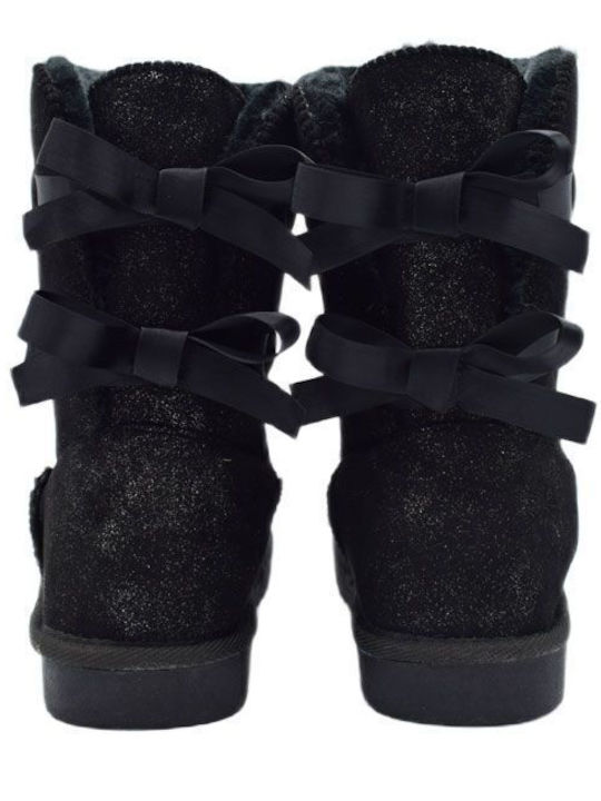 Wildleder Stiefeletten Damen mit Pelz Schwarz