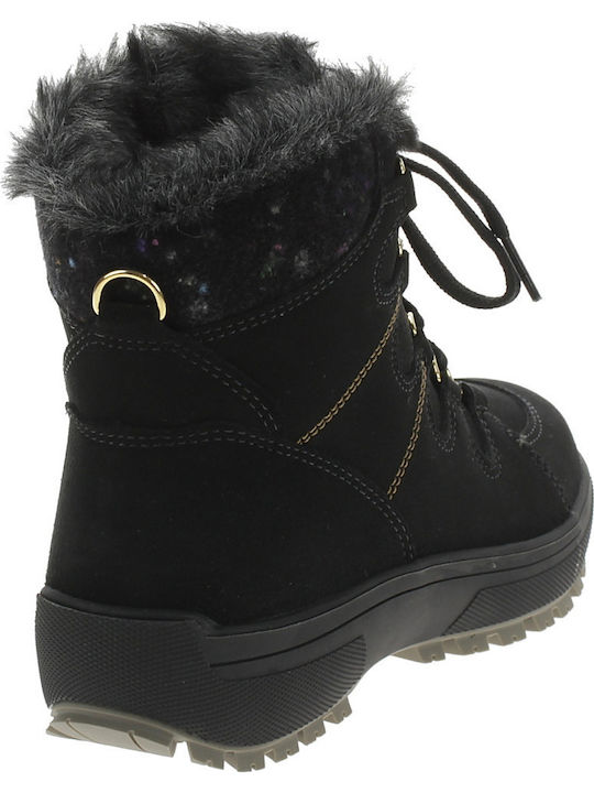 Suede Snow Boots with Laces & Fur Venus 81 Black