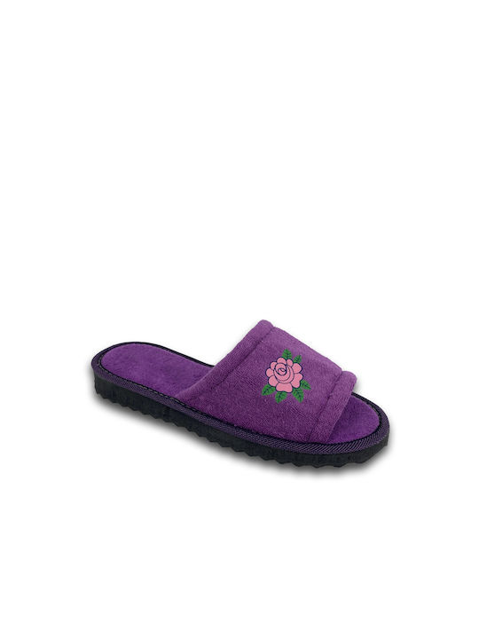 Shoelover women's purple terry cloth slipper made in Greece