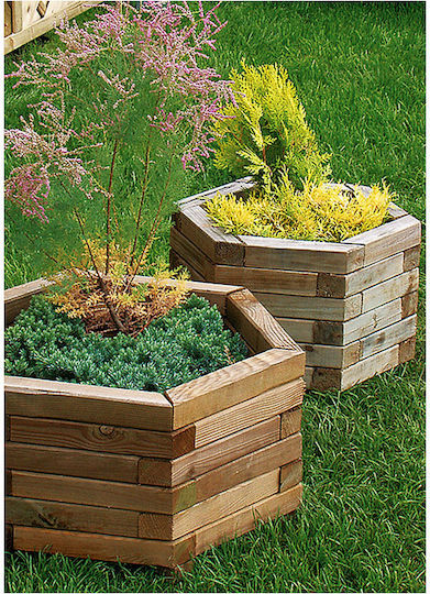 Showood Hexagonal Pot Wooden 45cm.