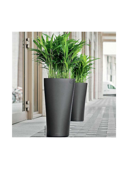 Lechuza Delta Auto-udare Ghiveci Plastic Charcoal Metallic 29x29x56.5cm.