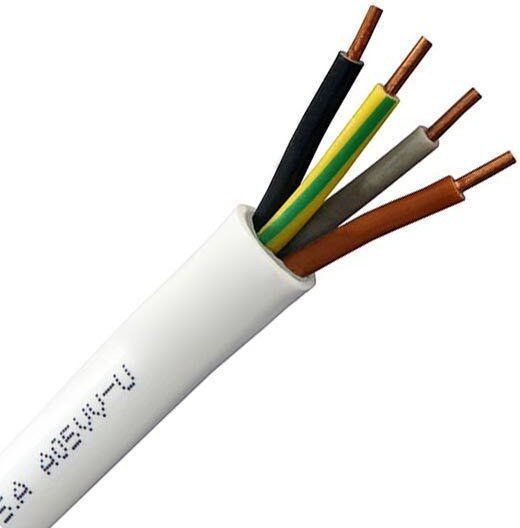 Καλώδιο Ρεύματος τύπου NYM με Διατομή 4x1.5mm² σε Λευκό Χρώμα 1m