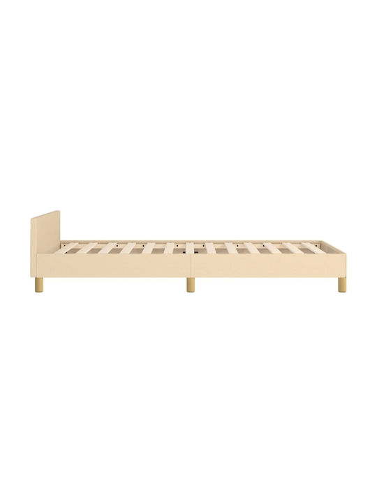 Pat Single Tapițat cu Material Crem pentru Saltea 90x190cm