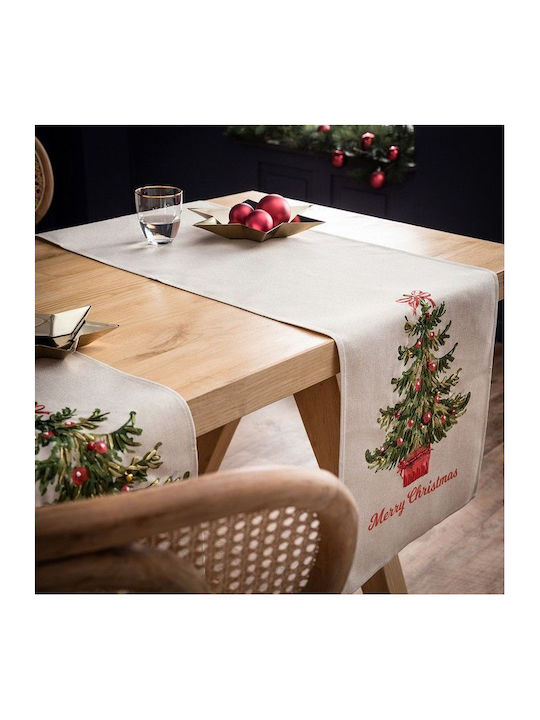 Gofis Home Weihnachtlich Tischtuch Läufer Stoff Beige L160xB40cm.