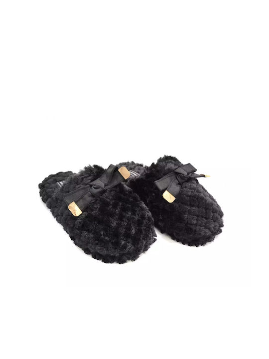 Jomix Shoes Χειμερινές Γυναικείες Παντόφλες σε Μαύρο Χρώμα