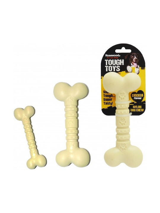 Rosewood Tough Toys Chicken Flavor Dog Toy Bone Large White 16cm