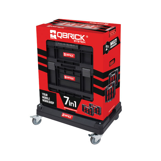 Qbrick Wheeled Plastic Tool Carrier 5 Slot with Toolbox W59.5xD39.5xH82.5cm