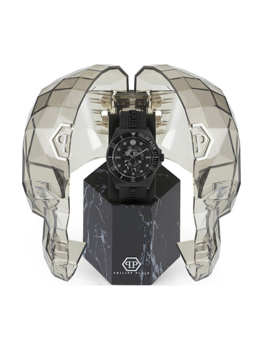 Philipp Plein The Skull Men's Watch 50mm Battery with Black Rubber Strap