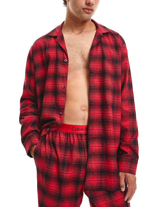 Calvin Klein Men's Winter Checked Pajamas Set Red