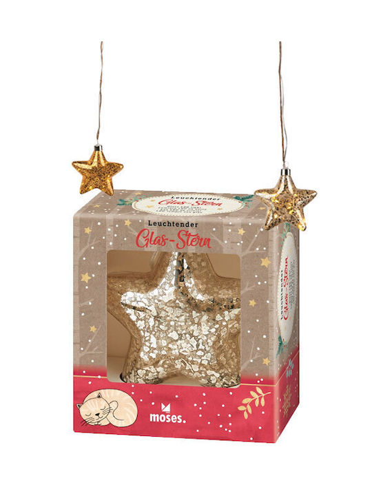 Moses Glass Illuminated Christmas Decorative Desktop Star 10x3.5x10cm