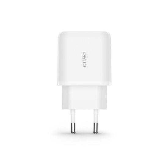 Tech-Protect Φορτιστής με Θύρα USB-A και Θύρα USB-C και Καλώδιο USB-C - Lightning 20W Power Delivery / Quick Charge 3.0 Λευκός (C20W)