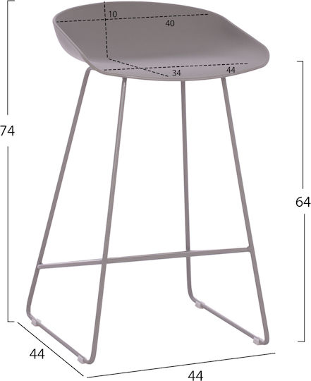 Stool Bar made of Polypropylene Naila Grey 2pcs 44x44x74cm
