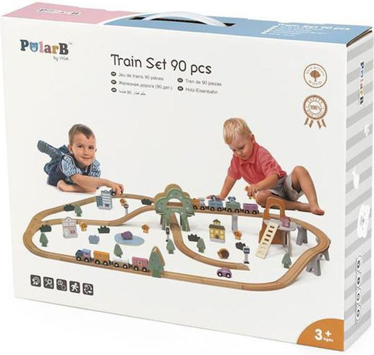 Viga Toys Set with Train made of Wood for 3+ years+ Years