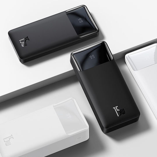 Baseus Bipow Overseas Edition Power Bank 20000mAh 15W cu 2 Porturi USB-A și Port USB-C Alb